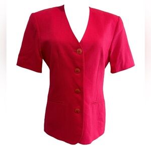 NWOT SLUBBED SILK COASTAL VIBRANT PINK SHORT SLEEVE CASUAL  FITTED JACKET SZ 6